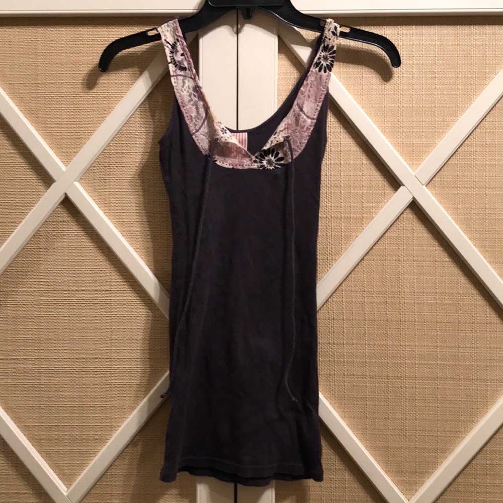 Free People tank with floral lace neckline